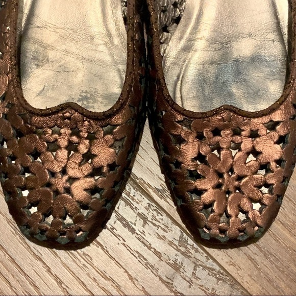 Jimmy CHOO bronze color laser cut leather ballet flats. Size 38.5. Made in Ita…